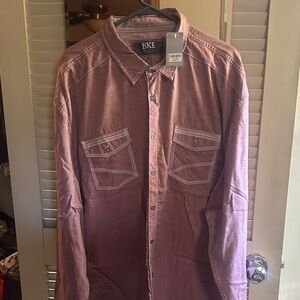 BKE Men's Button Down Shirt in Burgundy